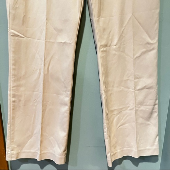 Oscar by Oscar De La Renta Flat Front Cotton Straight Leg Cream w Pink Hue Sz 14 - Picture 3 of 11